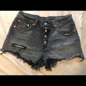Levi’s black distressed shorts